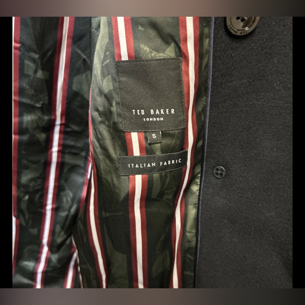 Ted Baker London Men's Zachary Double Breasted Black Overcoat Italy Wool 5(XL) - Picture 7 of 9